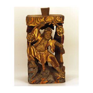 Gold Gilded Antique Chinese Carved Post Carving